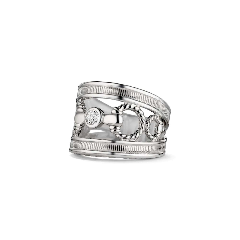 Judith Ripka Vienna Single Stone with Diamonds - Size 7